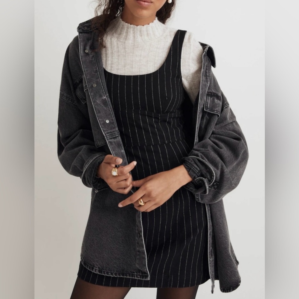 NWT Madewell Women’s Wool Blend Mini Pinstripe Dress